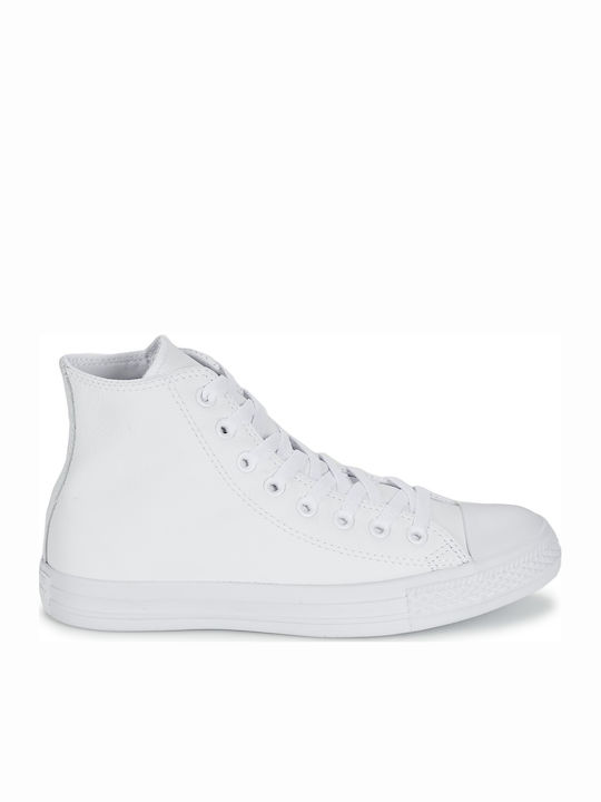 All Star Monochrome Cuir Damen Stiefel Weiß