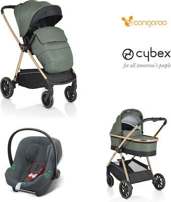 Cangaroo Hydra Adjustable 3 in 1 Baby Stroller Suitable for Newborn Green