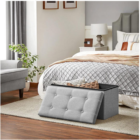 Stool For Living Room With Storage Space Upholstered with Fabric Gray 76x38x38cm