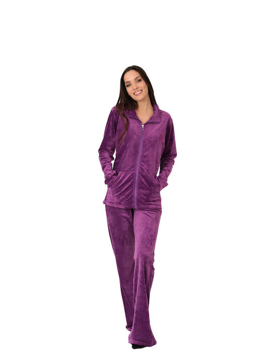 Lydia Creations De iarnă Set Pijamale pentru Femei Catifea Purple