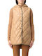 Women's Short Puffer Jacket for Winter Beige