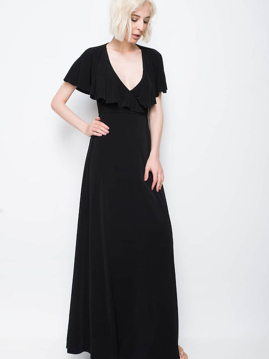 Glamorous Maxi Φόρεμα με Σκίσιμο Μαύρο