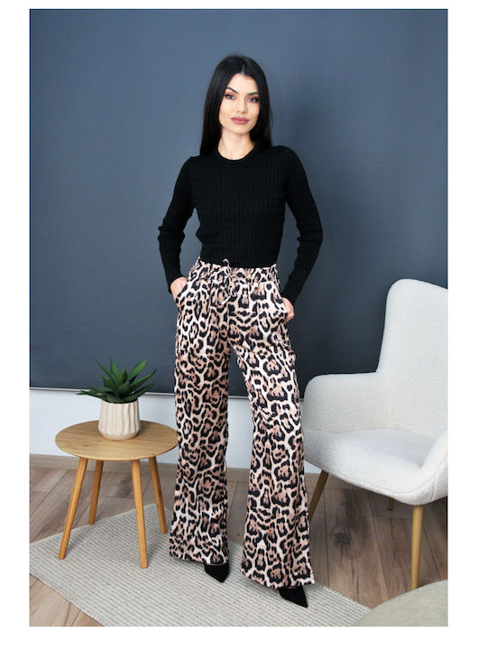Olian Pantaloni de damă Satin Pantaloni Leopardul ''''''