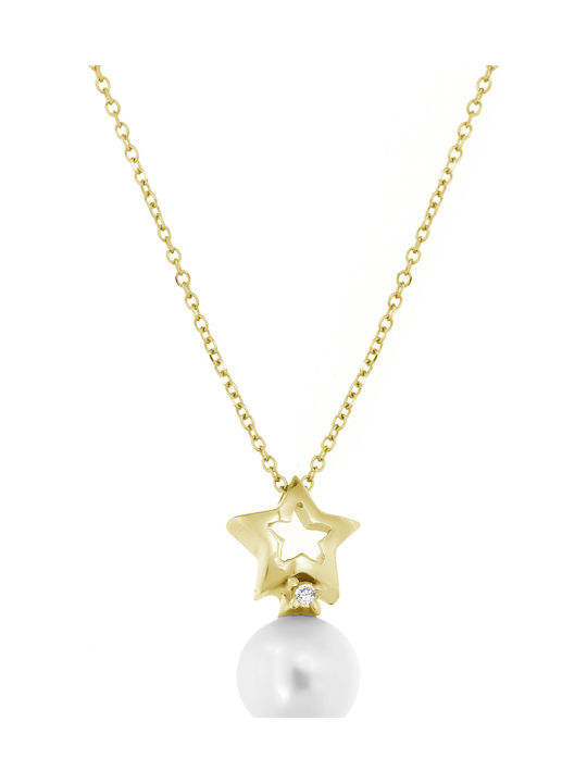 Halskette aus Gold 14K mit Perlen
