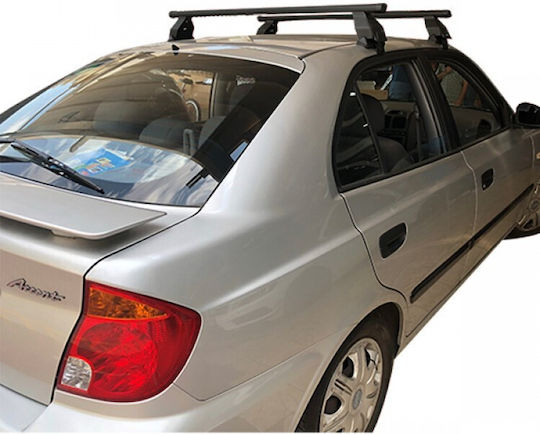 Menabo Steel Car Roof Bars for Hyundai Accent 5D Set with Roof Rack Legs and Lock Black