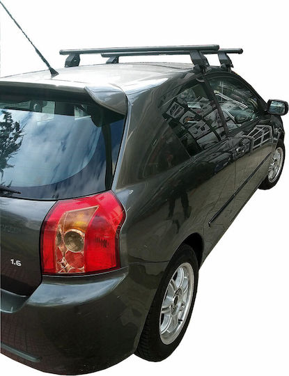 Menabo Autodachträger Metallisch für Toyota Corolla 3D 2002-2007 mit Dachträgerfüßen und Schloss Schwarz