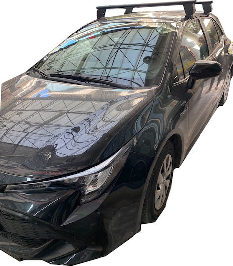 Menabo Steel Car Roof Bars for Toyota Auris and Corolla 5D Set with Roof Rack Legs Silver