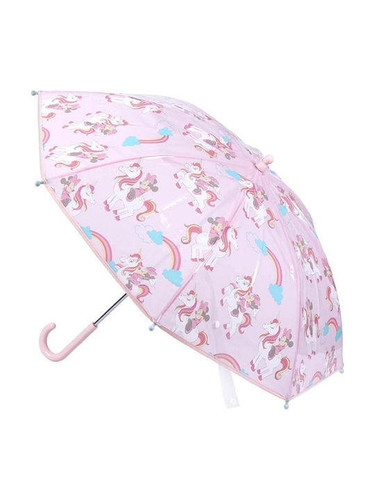 Minnie Mouse Kinderregenschirm Gebogener Handgriff Rosa 66cm