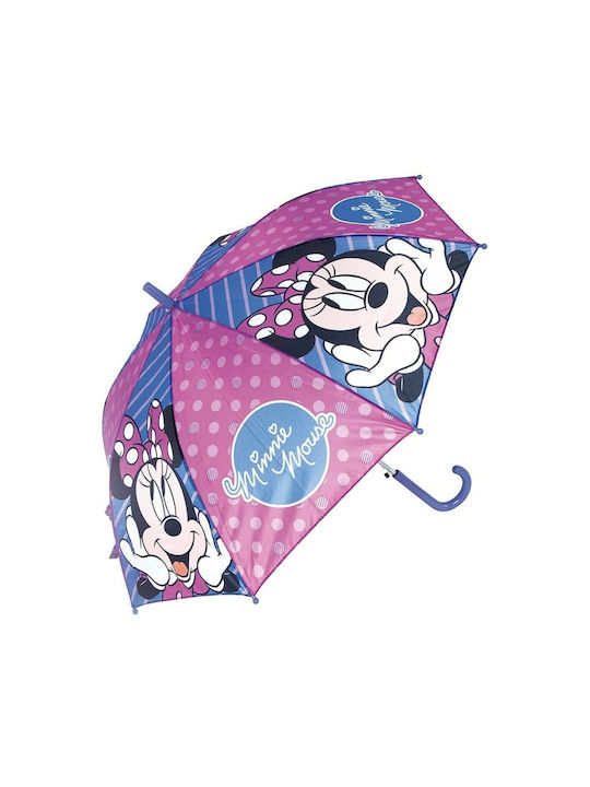 Minnie Mouse Kinder Regenschirm Gebogener Handgriff Automatisch Blau mit Durchmesser 84cm.