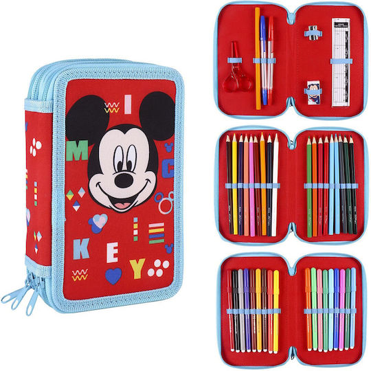 Mickey Mouse Clubhouse Ученически Несесер Пълен 43 Бройки Червен