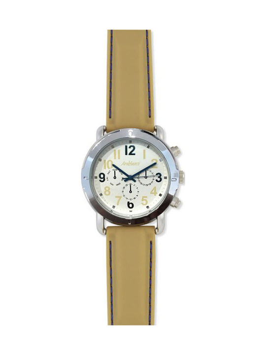 Arabians Ανδρικό Ρολόι 44mm Μπαταρίας με Μπεζ Δερμάτινο Λουράκι