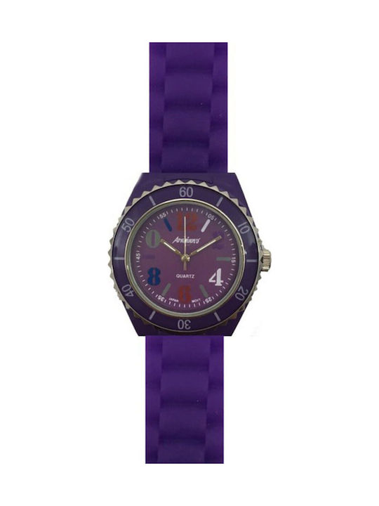 Arabians Ανδρικό Ρολόι 40mm Μπαταρίας με Μωβ Καουτσούκ Λουράκι