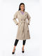 Damen beige Mantel mit Gürtel