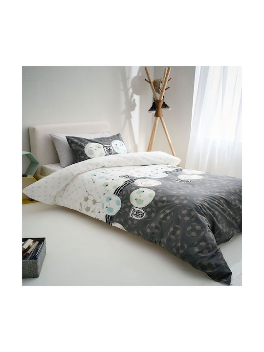 Vesta Home Set Kids Duvet Cover Single with Pillowcase Cotton White-Black 170x240cm 000009374