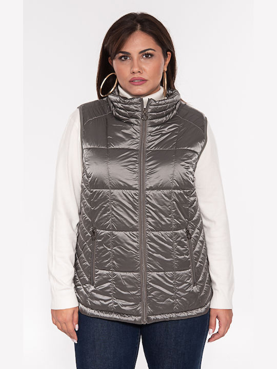 Navigazione Women's Short Puffer Jacket Waterproof for Winter Grey