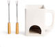 Kikkerland Fondue Pot With Tea Light Made of White Porcelain 5cm
