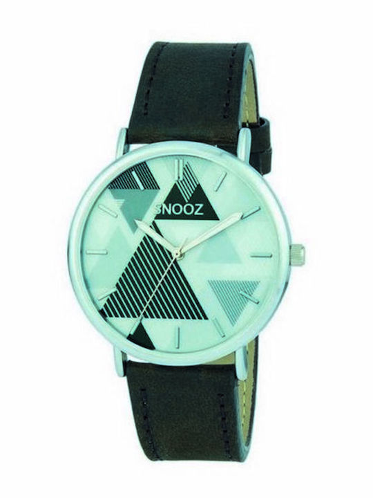 Snooz Ανδρικό Ρολόι 40mm Μπαταρίας με Μαύρο Δερμάτινο Λουράκι