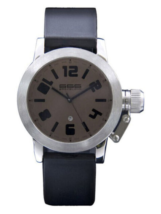 666 Barcelona Men's Watch 40mm Battery with Black Leather Strap