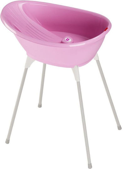 OK Baby Baby Bath with Stand Bella with Thermometer Pink