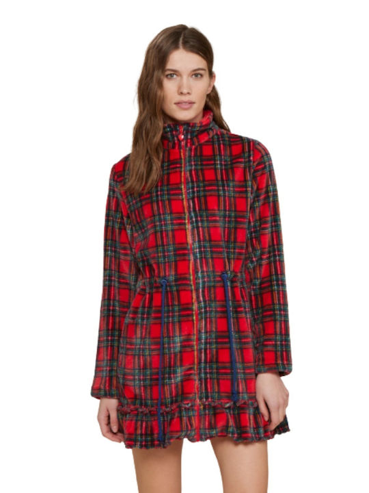 Noidinotte De iarnă Pentru Femei Fleece Jachetă Pijamale Roșie