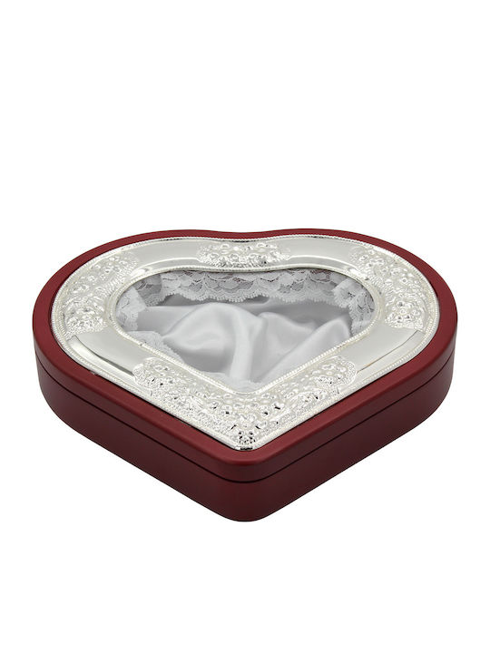 Keskor Heart Tabletop Heart Shaped Wedding Crown Case Silver Plated Silver 23x25.5cm