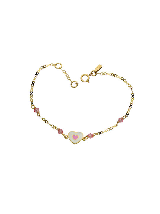 Δημιουργικό Βιλδιρίδης Kids Gold Bracelet 14K with Heart for Girl