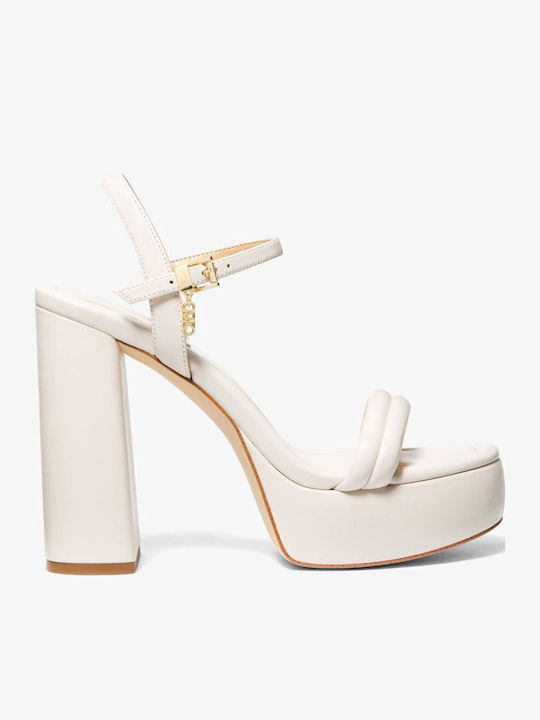 Laci Leather Platform Δερμάτινα Πέδιλα Μπεζ