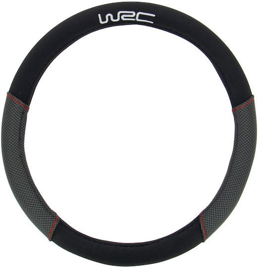 WRC Car Steering Wheel Cover with Diameter 35-38cm Synthetic Black with Black Stitching