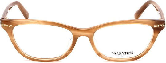 Valentino Γυναικείος Κοκκάλινος Σκελετός Γυαλιών Cat Eye Καφέ