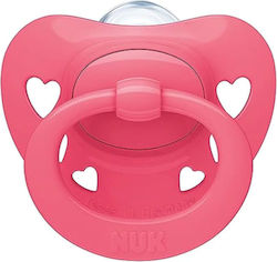 Nuk Orthodontic Pacifier Silicone Signature Hearts Fuchsia with Case for 18-36 months 1pcs