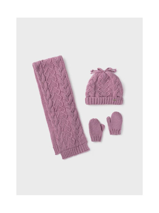 Mayoral Kinder Mütze Set mit Schal & Handschuhe Gestrickt Rosa für Neugeborene