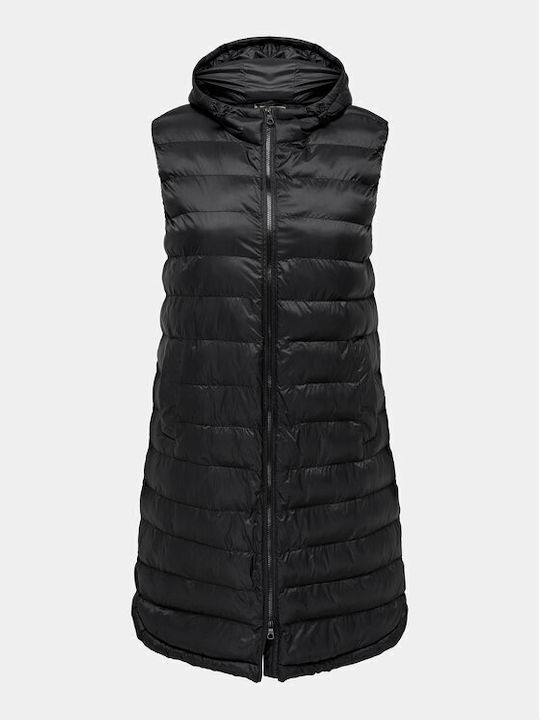 Only Scurt Jachetă de femei Fără mâneci Puffer pentru iarnă BLACK