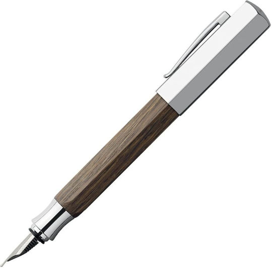 Faber-Castell Stilou Medium Maro Din Lemn Cu Cerneală Roșie
