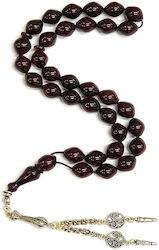Roloi Komboloi Mastic Worry Beads with 33 Beads Burgundy 35cm