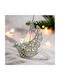 Hanging Ornament Bird Plastic Silver with Sequins 10x10cm