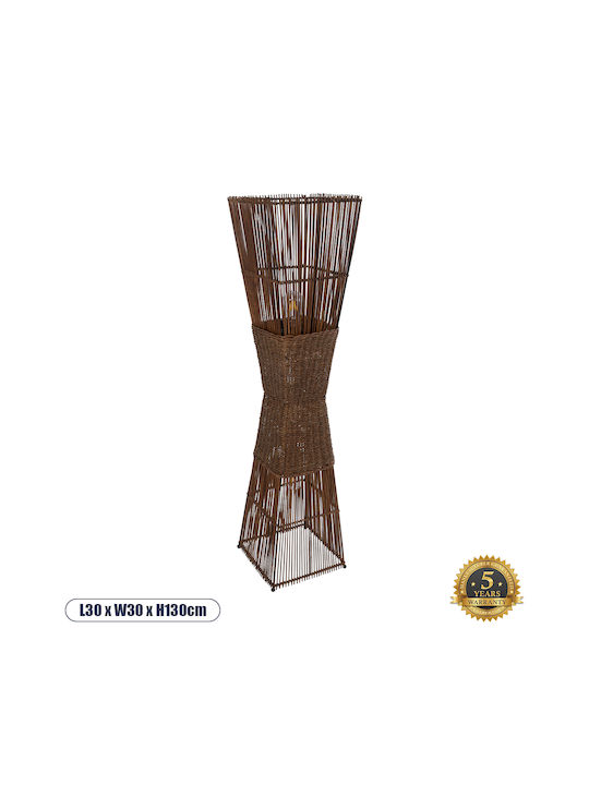 GloboStar Palma Floor Lamp H130xW30cm. with Socket for Bulb E27 Brown