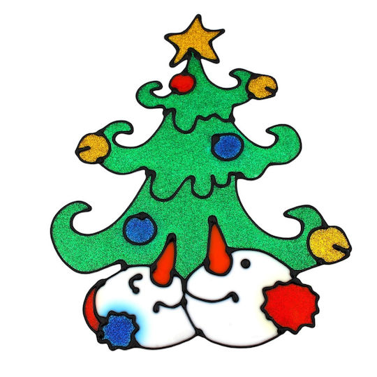 Christmas for Window with Design Δέντρου