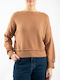 Erika Z Women's Long Sleeve Crop Sweater Camel