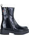 Leder Stiefeletten Damen Schwarz