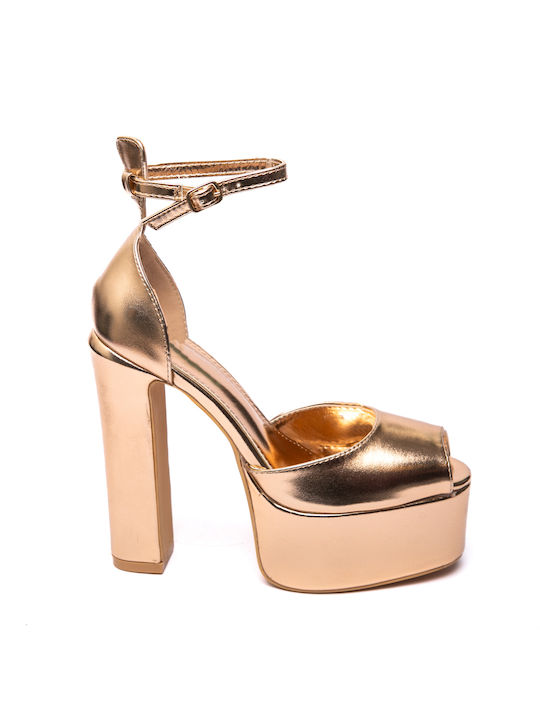 Malesa Gold Heels with Strap