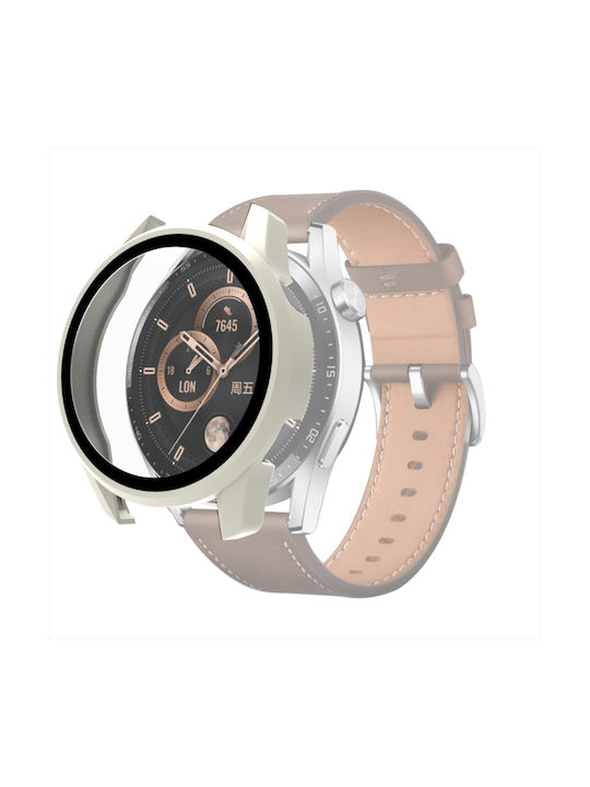 Tempered Glass Watch Protective Case Plastikhülle in Weiß Farbe für Huawei Watch GT 3 46mm
