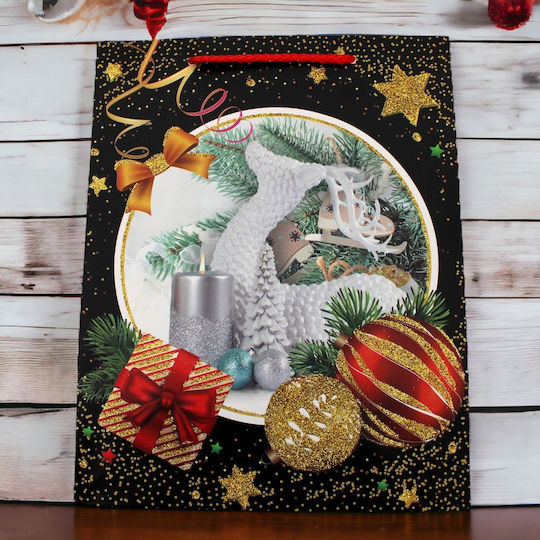 Paper Christmas Bag for Gift Multicolored 18x8x23cm.