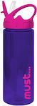 Diakakis Kids Water Bottle Plastic with Straw Purple 500ml