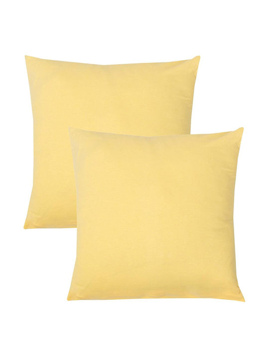 Livessa Dekorativer Kissenbezug Dhlf aus 100% Baumwolle Yellow 2Stück 45x45cm.