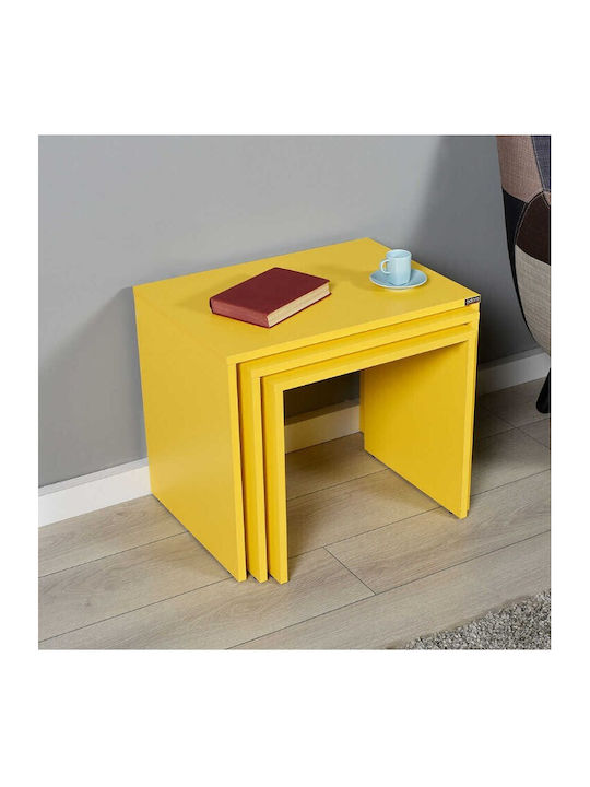 Set Zigon Rectangular Din Lemn Galben 3 Buc M55xL40xÎ47cm
