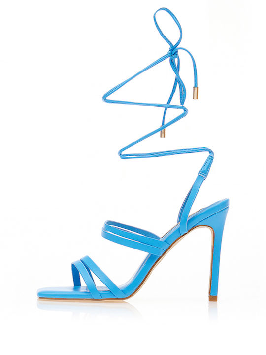 Diamantique Women's Sandals with Laces Light Blue