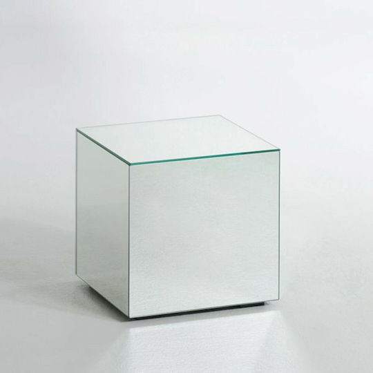 Quadratischer Beistelltisch Lumir Glas Silber M30xB30xH30cm