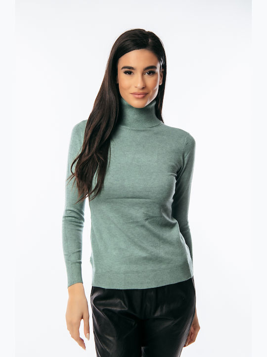 Dress Up Women's Long Sleeve Sweater Turtleneck Mint