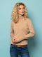 Heavy Tools Women's Long Sleeve Pullover Turtleneck Beige