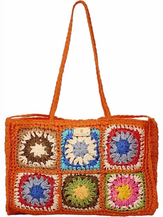 Bag to Bag Ψάθινη Τσάντα Θαλάσσης Πορτοκαλί